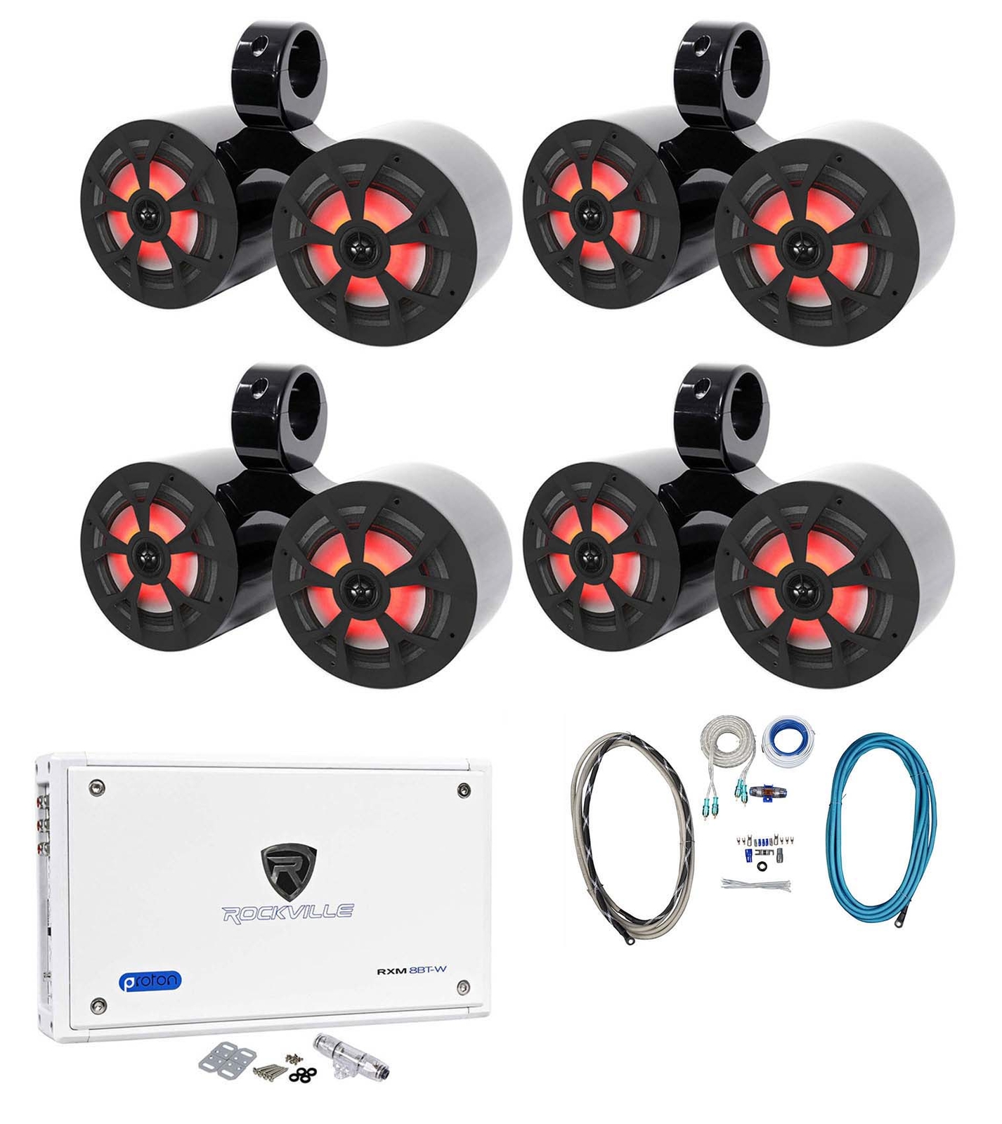 4 Светодиодные динамики для морского вейкборда Rockville RKL65MBW Dual 65 LED Усилитель Провода 137690₽