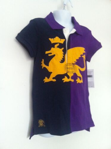 Ralph Lauren Girls Polo Shirt Navy Blue/Purple Large Lion/Crown Yellow Sz 5 NWT - Picture 2 of 7