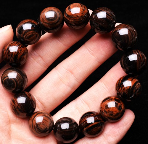 16.2mm Natural Black Auralite 23 Crystal Crystal Gemstone Round Beads Bracelet - Picture 4 of 7