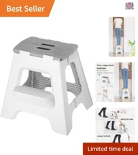 Folding Step Stool for Adults - 16-Inch Lightweight Design, Safe and Portable