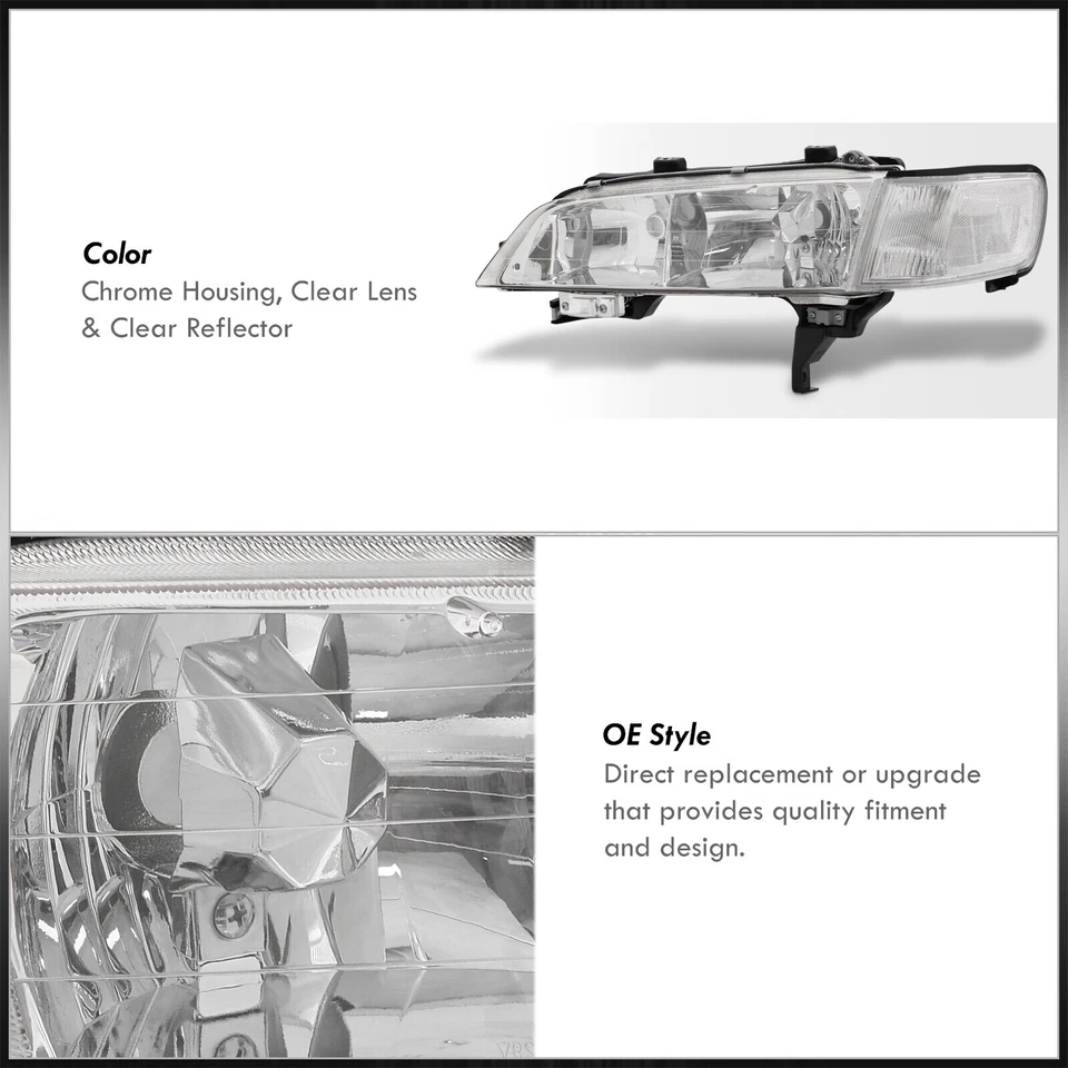 Chrome Clear Headlights + Signal Corner Lamps JDM For 1994-1997 Honda Accord CD6 - Image 4 of 4