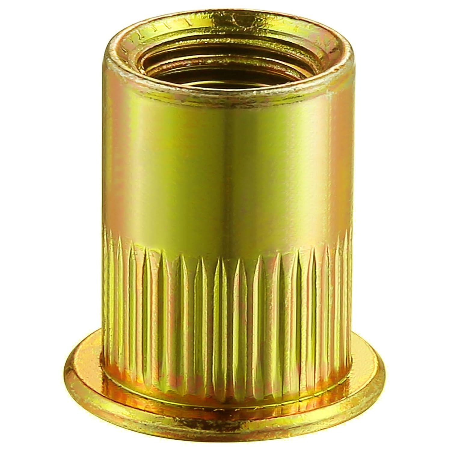 Rivet Nut 1/2-13UNC 20Pcs Yellow Zinc Plated Finish Flat Head Rivnut Threaded In-image