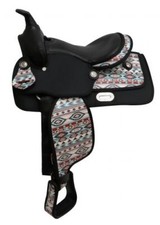 12" Synthetic horse saddle with Navajo print