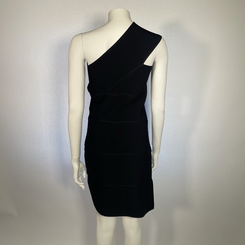 Vestido BOTTEGA VENETA UK M Negro Plano Acanalado Espiral Mini Vestido Un Hombro - Imagen 7 de 12