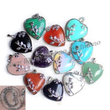 Natural Heart Chakra Gemstone Flower Crystal Healing Quartz Pendant Necklace 18"