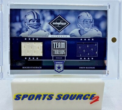 2006 Leaf Limited Roger Staubach Drew Bledsoe Team Threads /100 Cowboys 