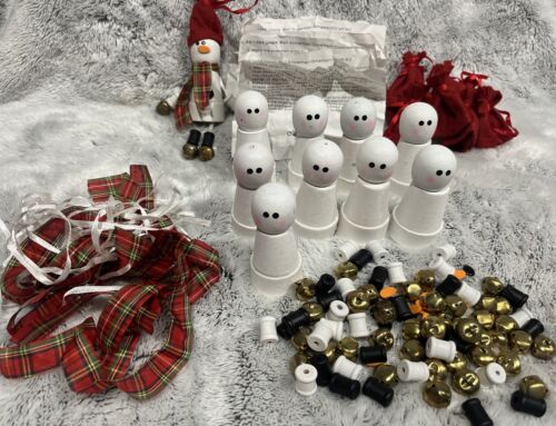 Vintage Christmas Holiday Winter Snowman Jingle Bell Ornament Craft Kit x9