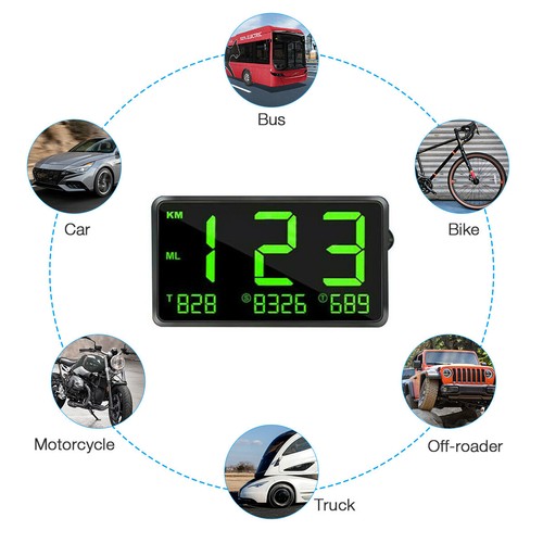 Universal Digital Car GPS MPH KM/h HUD Display Speedometer Alarm For Motorcycle - Imagen 6 de 14