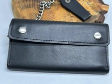 Genuine Leather Black Biker Wallet With Chain Made in USA Unused