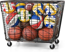 Ball Storage Cart, Garage Storage with Lockable Lid, Garage Organizer Made of St