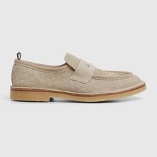 Gucci Web GG Monogram Suede Loafers Beige 831...