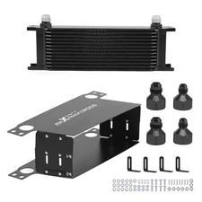 Universal Oil Cooler Kit 13 Row 10AN Stacked Plate Aluminum Transmission Black