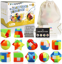 Brain Teaser Puzzles for Kids Teens and Adults 12Pcs,Mind Game Puzzle Set, 3D Pl