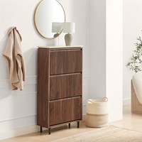 **Seconds** Penrose Walnut & Cream Marble Effect Shoe Storage Cabinet