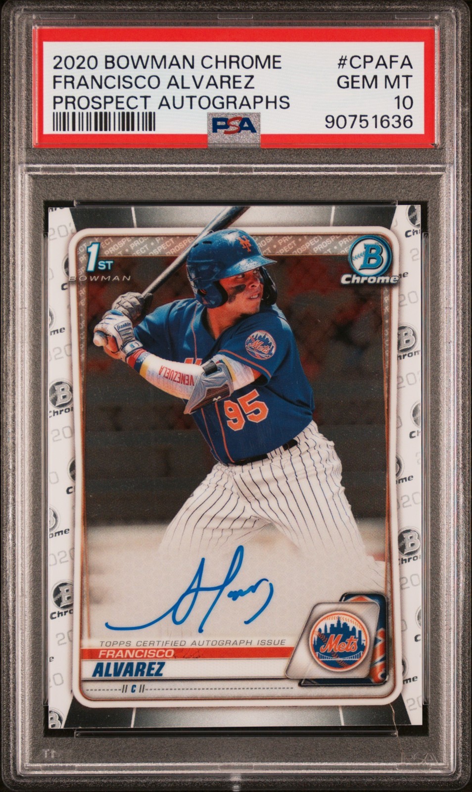 Francisco Alvarez 2020 Bowman Chrome 1st Prospect On Card Auto #CPAFA PSA 10 💎