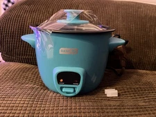 New Dash Mini Rice Cooker Turquoise 2 Cup Compact Cooker One-Touch Keep Warm