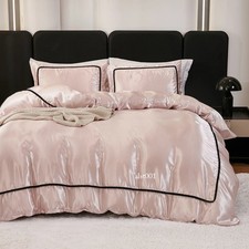 3PCS Satin Duvet Cover Silk Bedding Comforter Cover Silky Luxury Silky Bed Set