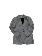 Vintage Joan Leslie 4 Petite Black White Houndstooth Blazer Jacket Single Button
