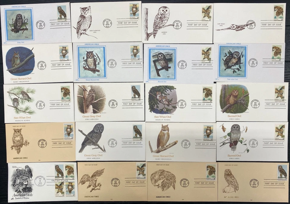 #1760-63a American Owls mixed cachet First Day covers lot of 101 - Image 3 of 4