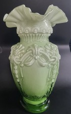 Fenton Pale Green Glass Ruffle Vase.