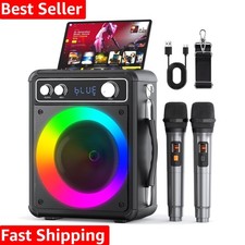 Bluetooth Karaoke System with TWS Function, LED Lights Portable Design