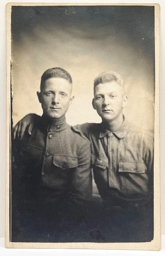 1918 RPPC WWI US Army Soldiers 303rd Bn Leonard Ecklund Military Portrait Photo