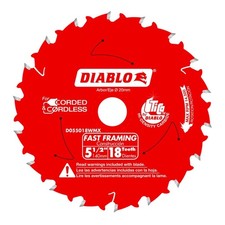 Diablo Fast Framing Saw Blade for Wood - 5-1/2" Dia × 18T × 20mm Arbor, Multi