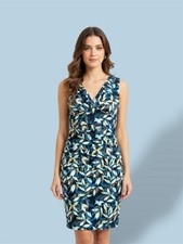 Women's Sleeveless Floral V-Neck Multicolor Knee Length Sheath Dress