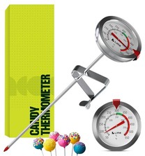 White Deep Fry Oil Thermometer Candy Thermometer with Pot Clip for Frying