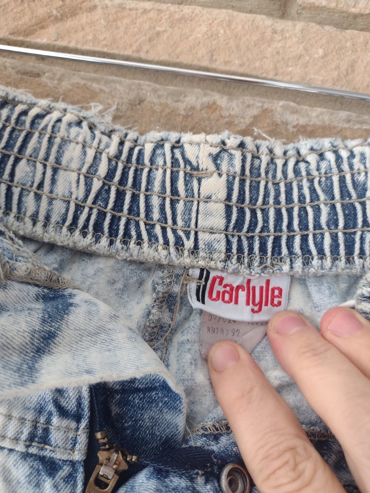 Pantalones de mezclilla vintage años 80 lavado ácido carlile talla 12 cintura alta pierna cónica elástica Foto 3 de 4