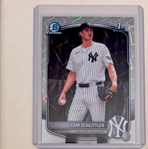  2025 Bowman Chrome Laser Refractor  Cam Schlittler Yankees 1st Bowman #BCP-166