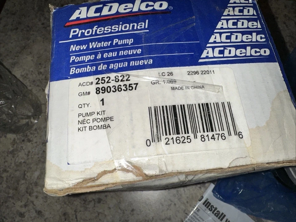 Bomba de agua de refrigerante de motor profesional para Chevy 890036357/ACDelco 252-822 Foto 4 de 4
