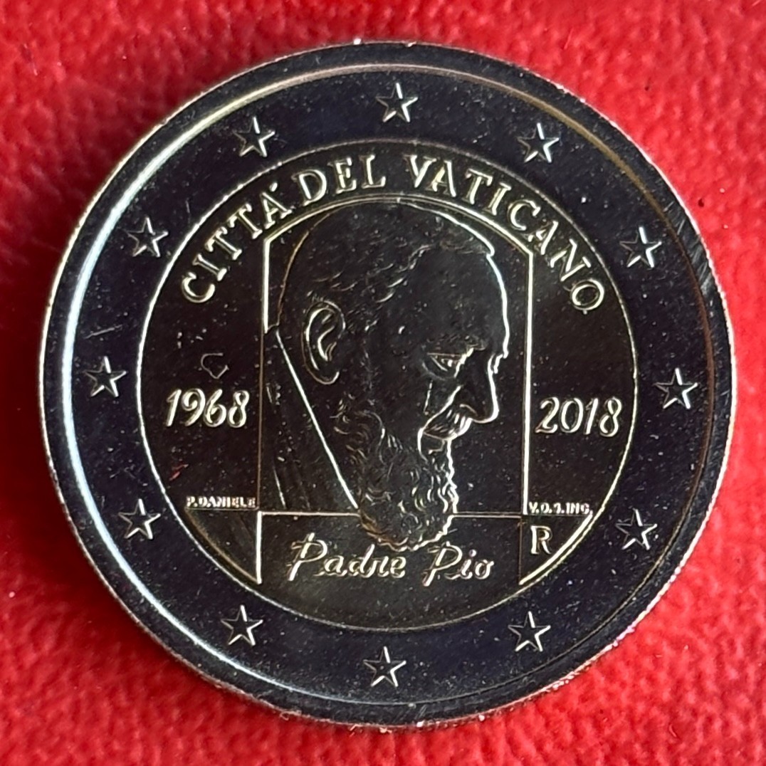 2 Euro Vatican 2018 Unzirkuliert Bi-Métal Pièce Bi-Métal Padre Pio Pietrelcina