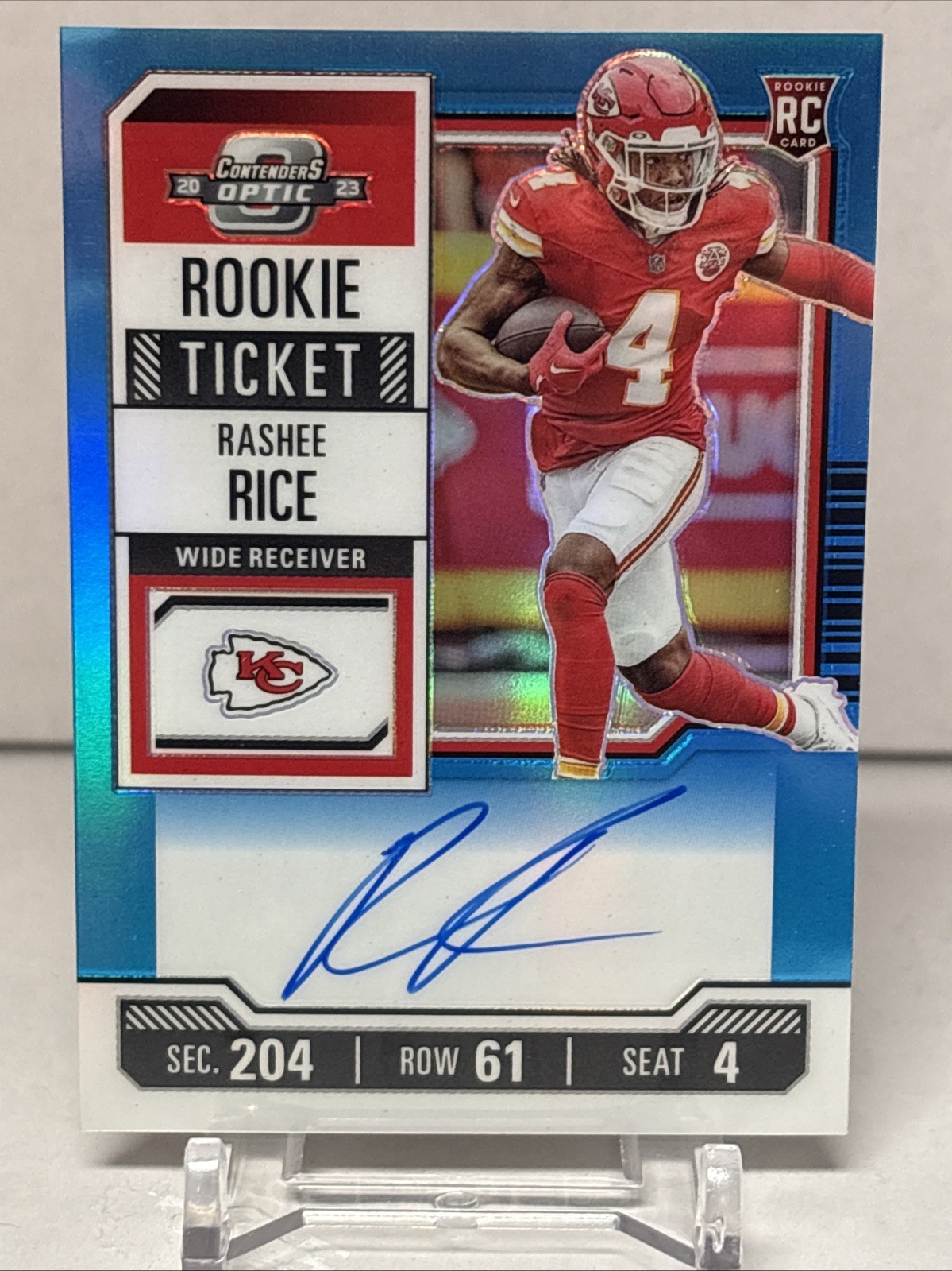 2023 CONTENDERS OPTIC RASHEE RICE ROOKIE TICKET ON CARD AUTO /99 RC