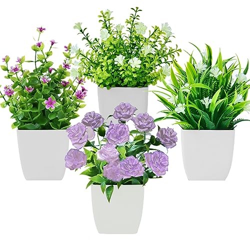 Mini plantes artificielles avec pot anti-poussière pour décorer sans arrosage
