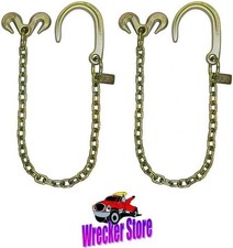 Set Of 2- 3 Ultimate Rear Axle Chain With J Hook For Tow Truck Wrecker Towing