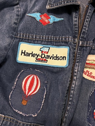 Vintage 1970s Kids Levis Denim Jacket Rainbow 27 Patches Harley Peace Baseball + - Picture 5 of 19