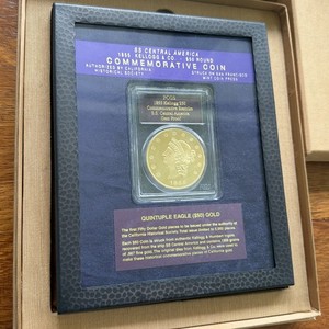 PCGS 1855 $50 SS Central America Kellogg Gold Restrike with Box & COA 🇺🇸