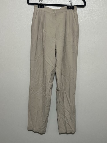Krizia, Vintage Krizia High Waisted Wool Pleated Trousers Beige Italy Minimalist EU 40