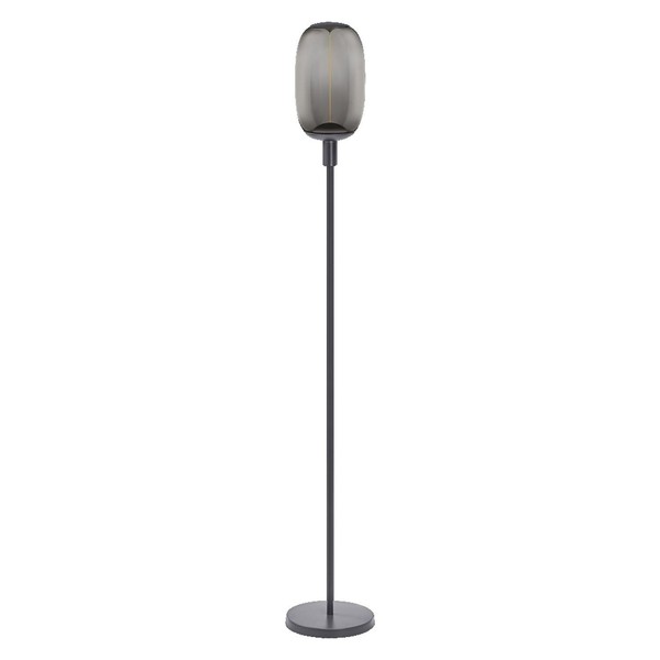 Stehlampe Schlafzimmer Glas Stahl Dunkelgrau Osram E27 H:146 Cm Stehleuchte BüRo-image