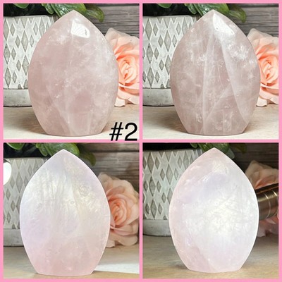 Rose Quartz Freeform Carving, Rose Quartz Flame Carving, Rose Quartz Crystal