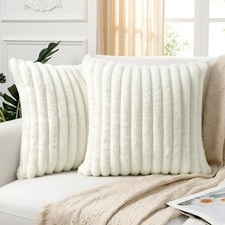 Pack of 2 Decorative Throw Pillow Covers 18" x 18" Pack of 2 Cream White