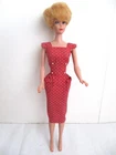Vtg Mattel Barbie Doll Rust/Brick Red Sheath Polka Dot Dress-Fashion Pak 1960's