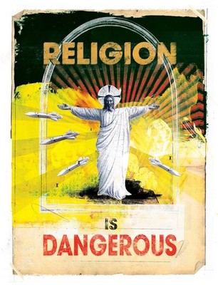 Religion ist gefährlich Satire Poster Druck Weihnachten Protest Street Art 10x8''