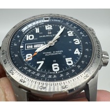 Hamilton Khaki Aviation X-Wind Auto Blue Dial Leather Band Men Watch H77765541 2