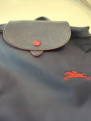 LONGCHAMP LE PLIAGE MINI BACKPACK NAVY BLUE RED NYLON LEATHER