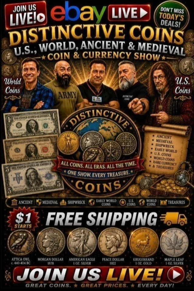 Distinctive Coins U.S. & World Coin & Currency Show FREE SHIPPING 10/17