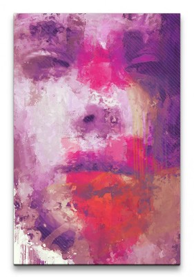 60x90cm Madliene Porträt Abstrakt Kunst Topmodel Gesicht Farbenfroh Leinwandbild
