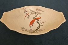 Crown Devon Fieldings Oval Dish 'Exotic Bird' On Blossoming Tree Decor