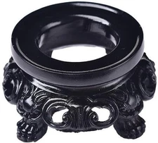 Black Wooden Display Stand for Crystal Sphere Quartz Ball Holder Hollow Wood Sta